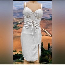 Women’s NWOTs Fashion Nova White Bustier Bodycon Midi Dress Size Medium