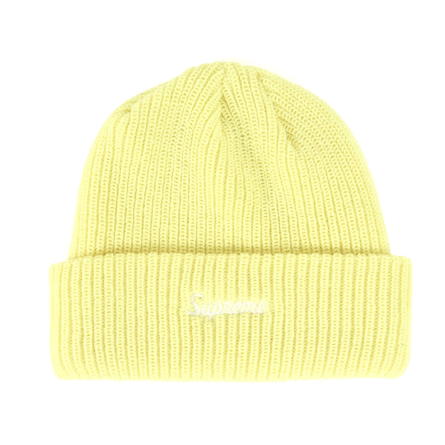 Supreme Script Logo Loose Gauge Beanie Jaune Tricot Casquette Chapeau pour Homme K4424