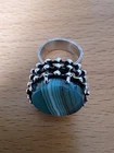 Vintage Sterling Silver & Chrysophase E GRANIT & CO Ring SZ 6.5