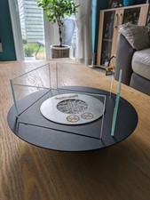 Built-in bio fireplace insert round with wool insert black matt with glass