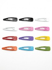Snap Hair Clips 2.5", 12 Assorted Colors Metal Barrettes Strong Hold