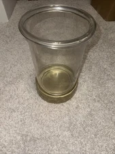 Large 12" Gold Base Glass Hurricane Pillar Candle Holder by Threshold New