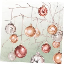 IHR Ideal Home Range Party Napkins 6.5" x 6.5" Copper Baubles (Green)
