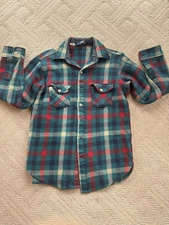 Vintage Woolrich Wool Overshirt Navy/Green/Red Plaid Size Large