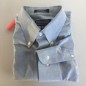 Savile-Row-Mens-16-32-33-Blue-Wrinkle-Free-Oxford-Long-Sleeve-Dress-Shirt