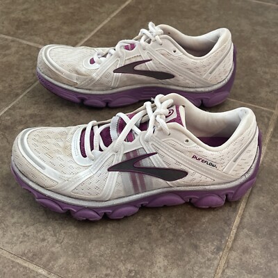 BROOKS Pure flow 7 DNA Cup white purple running athletic sneakers shoes Sz 8