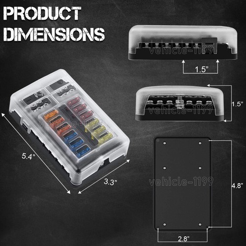 6/12 Way Blade Fuse Box Kit Power Distribution Block with Pre-Wired Terminals - Picture 9 of 13