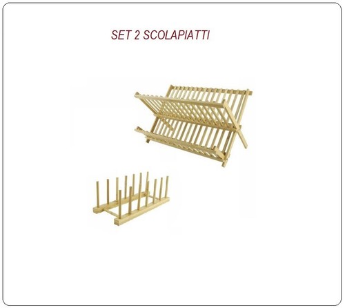 set 2 scolapiatti da appoggio pieghevole in legno bamboo porta tazze colapiatti