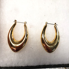 vtg nos gold tone pierced hoop earrings