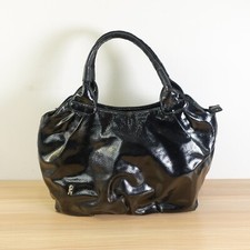Roberta Di Camerino Bag Leather Black Tote Purse Italian Medium Handbag Patent