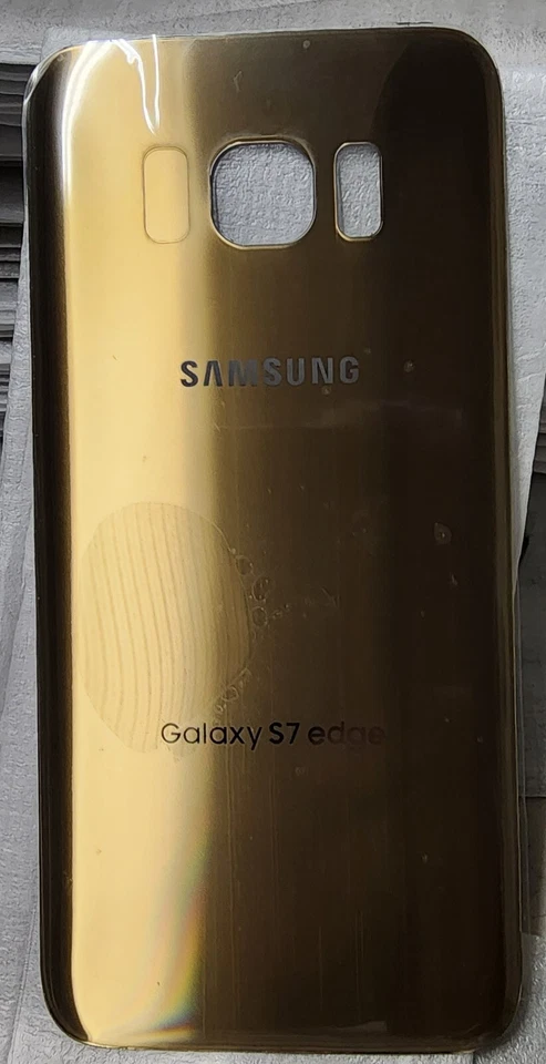 Cubierta trasera de vidrio para puerta de batería original Samsung Galaxy S7 EDGE FABRICANTE DE EQUIPOS ORIGINALES - dorada Foto 3 de 4