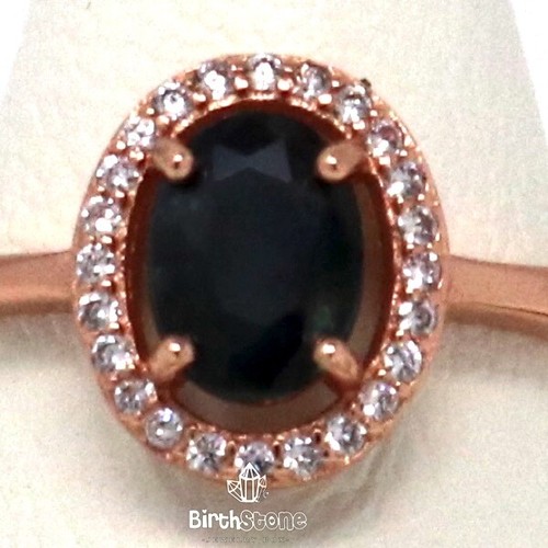 1Ct Authentic Oval Blue Sapphire Ring Women Wedding Jewelry 14K Rose Gold Plated - Picture 5 of 10