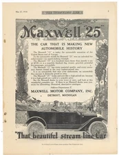 1914 Maxwell Motor Car Ad: Model 25, That Beautiful Stream Line Car - Detroit