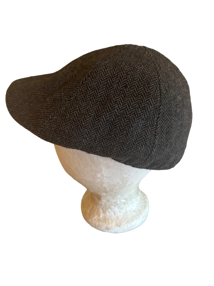 APT. 9 M/L Dark Gray Herringbone Flat Cap Newsboy Hat Wool Blend - Image 3 of 4
