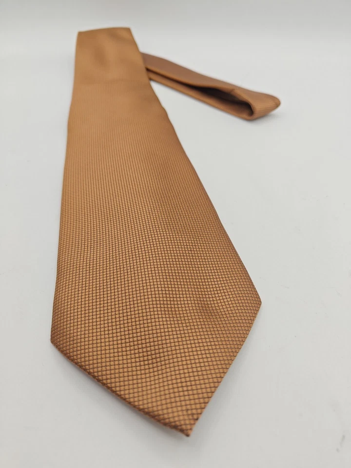 🇮🇹 Venezia мужской коричневый чек шелковый галстук сделано в Италии 58 x 3,75  - Изображение 2 из 4