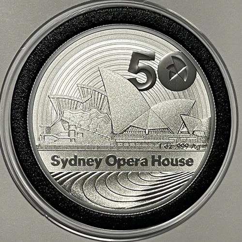 50th Anniversary Sydney Opera House Australia Coin 1 Troy Oz .999 Fine Silver