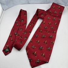 Vintage Polo Ralph Lauren “ALL OVER PONY” Hand Made In USA Tie 100% Silk RED 57”