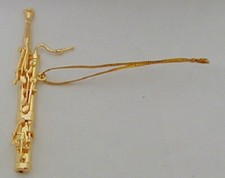 Bassoon brass gold plated handmade collectible miniature hanging ornament 3.125"