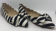 COACH And FOUR  Slip On Women Shoes Ballet Flats Sz 6 Black & White Stipe w Bow