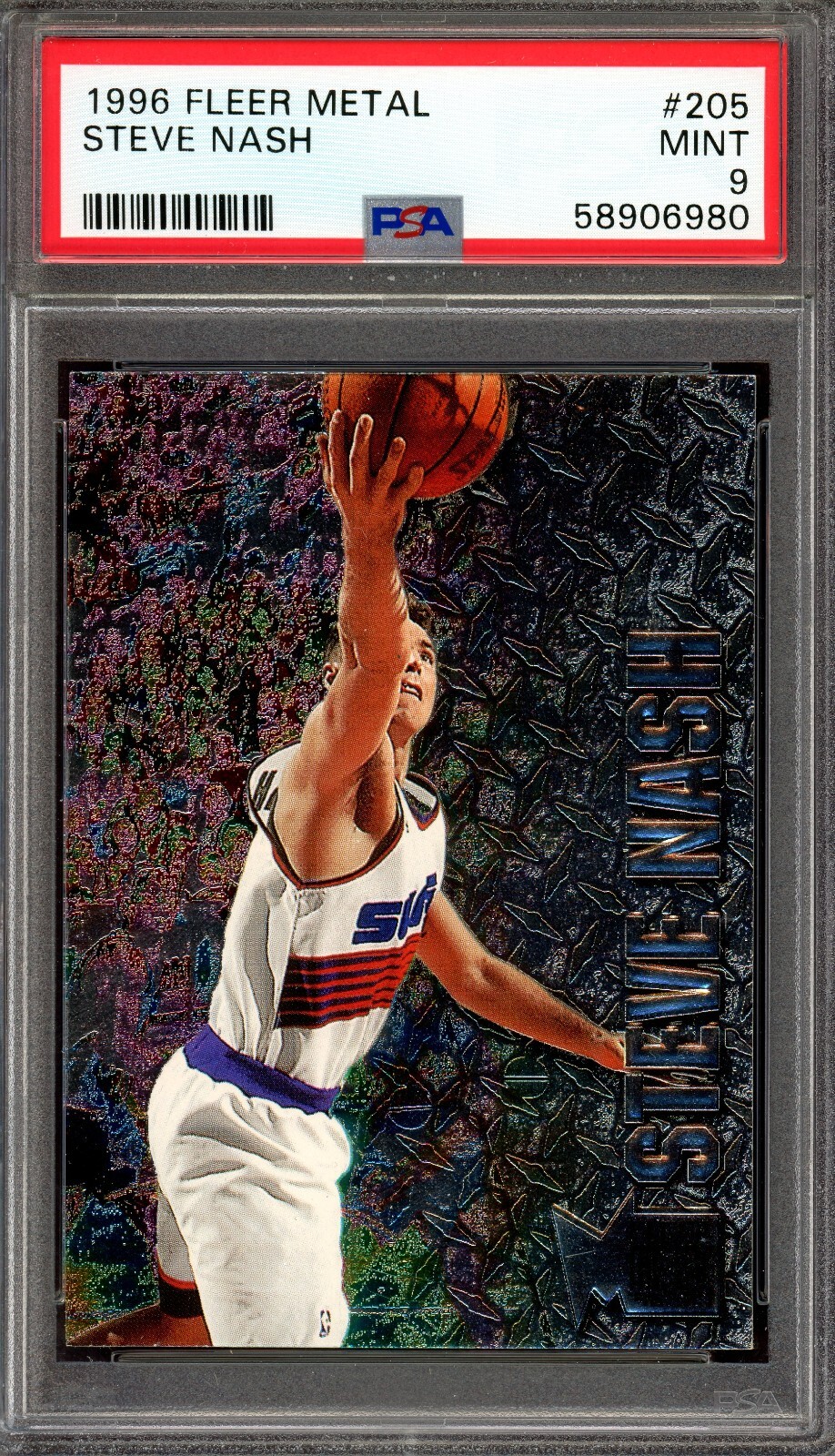 STEVE NASH ~ 1996 Fleer Metal Rookie Card RC #205 ~ Graded PSA 9 MINT (#980)