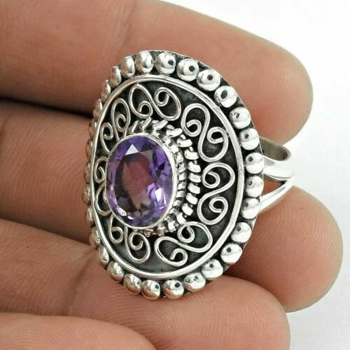 Anelli di lusso ovale in argento sterling pietra principale ametista