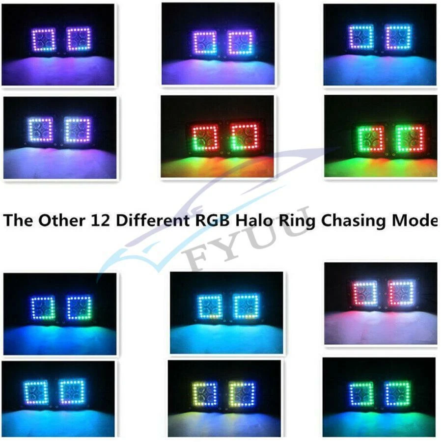 Lámpara de Trabajo LED 72W RGB Halo Color Ojos de Ángel Cambio Persecución Fluido Kit de Escaneo Foto 4 de 4