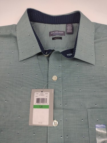 NEW Van Heusen Button Down Slim Fit Wrinkle Free Shirt Size L 16 / 16.5 #1117 - Picture 2 of 8
