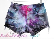 VTG 80s Levis Button Up GALAXY marble dyed tie dye Cut Off Destroyed Shorts S M 