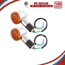 2x 12V Motorcycle Bullet Turn Signals, Amber Light, Clear Lens,Yellow
