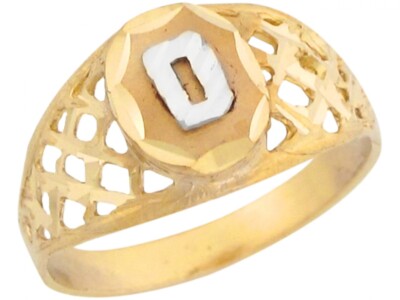 Filigranes Design Buchstabe D Initialen 10 Karat oder 14 Karat Gold Diamantschliff