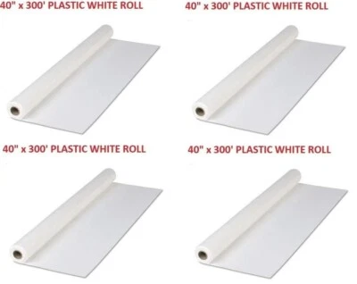 Lot of 4 (300 ft. x 40 in.) Disposable Party Banquet Table Cover Roll (White)