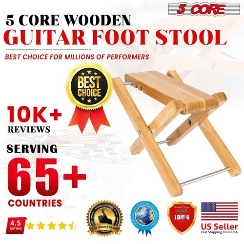 5Core Wooden Guitar Foot Stool 3 Level Adjustable Leg Rest Classical Footrest - Picture 10 of 11