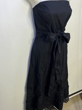 Ann Taylor Loft Dress Womens 10 Black Strapless Tiered Wrap Belt Ruffled Boho