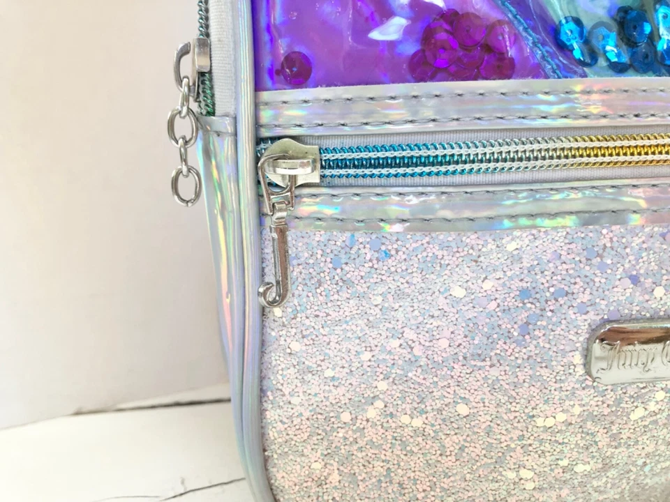 Mochila Pequeña Juicy Couture Arco Iris Brillo Plata Vinilo Niños Niñas Marca Foto 4 de 4