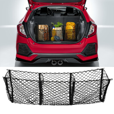 3 Pocket Trunk Heavy-Duty Storage Organizer Net For Honda Civic SI Coupe Sedan