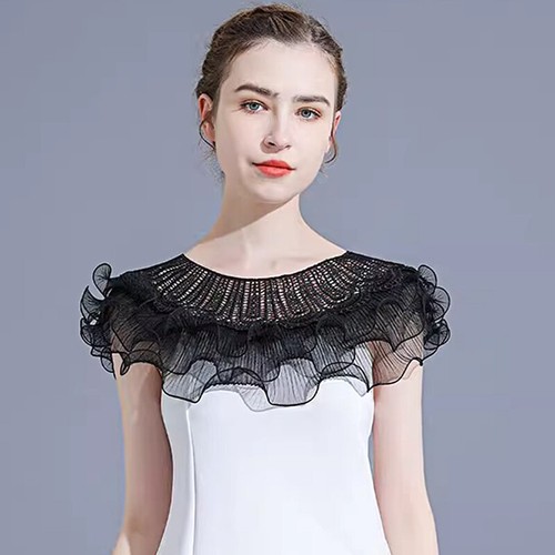 Women Layered Ruffles Lace Bolero Prom Wedding Dress Shawl Shrug Wrap Cover Up - Picture 7 of 19