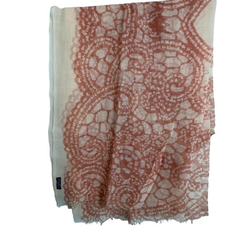 Wool Scarf 16 x 72 inches Orange Peach Raw Hem - Picture 2 of 4
