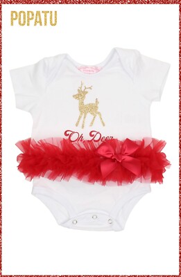 Popatu  Oh Deer  Tutu Bodysuit (Baby Girl) Size 0-3 Months