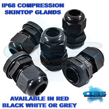 20MM WATERPROOF IP68 COMPRESSION SKINTOP CABLE STUFFING GLANDS C/W LOCKNUT NYLON
