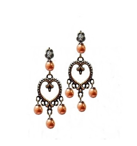 Pendientes Amor Corazón Candelabro Gota Boho Bronce Con Perlas, ELECCIÓN DE COLOR - Imagen 12 de 16