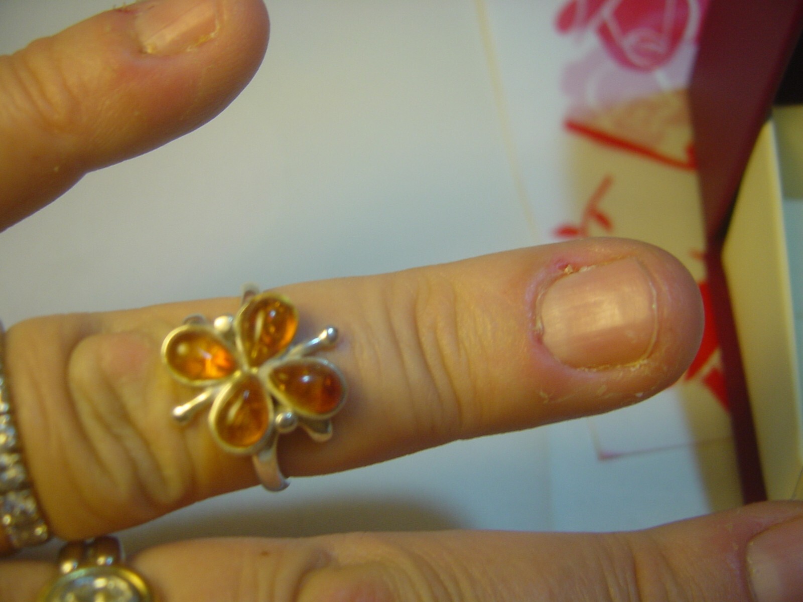 Solid Silver Vintage Ring-genuine amber unusual d… - image 6