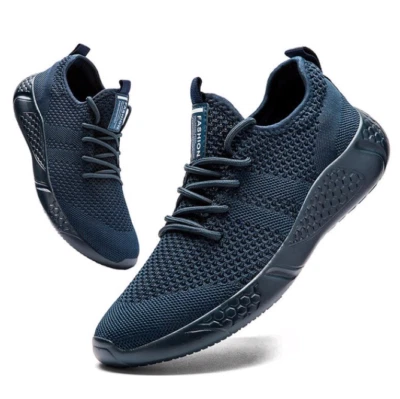 Sneakers chaussure basket basse homme tennis grise tissu running pas cher bleu