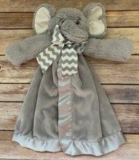 Bearington Baby Collection Gray Elephant Lovey Security Blanket Chevron Bow