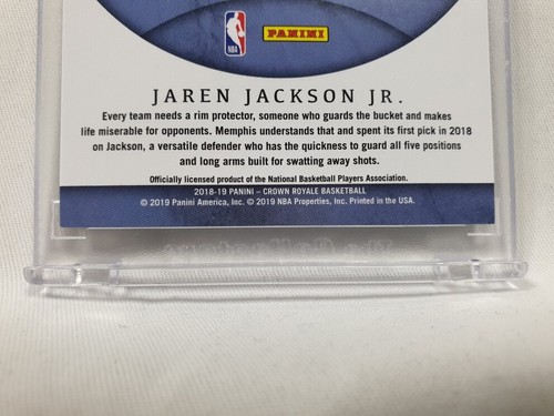 2018-19 CROWN ROYALE JAREN JACKSON JR 156/199 AUTO SILHOUETTES JERSEY RC ROOKIE - Bild 5 von 6