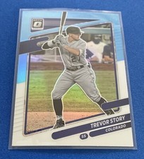 2021 Donruss Optic Carolina Blue & White #111 Trevor Story Colorado Rockies