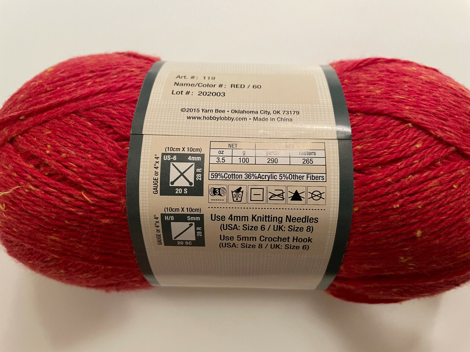 Yarn Bee Fresco fiber Cotton/Acrylic 3 DK Light Worsted Yarn Skein