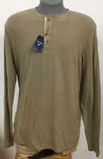 Daniel Cremieux Men's Chino Tan Long Sleeve Striped Polo NWT $69.50 Choose Size