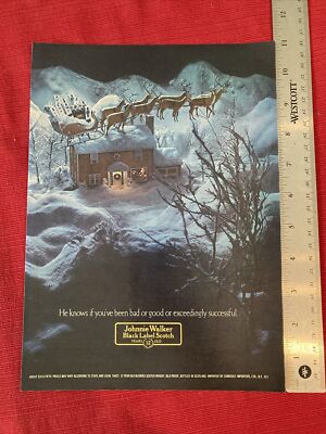 Johnnie Walker Black Label Scotch Whiskey Holiday 1972 Print Ad - Great To Frame