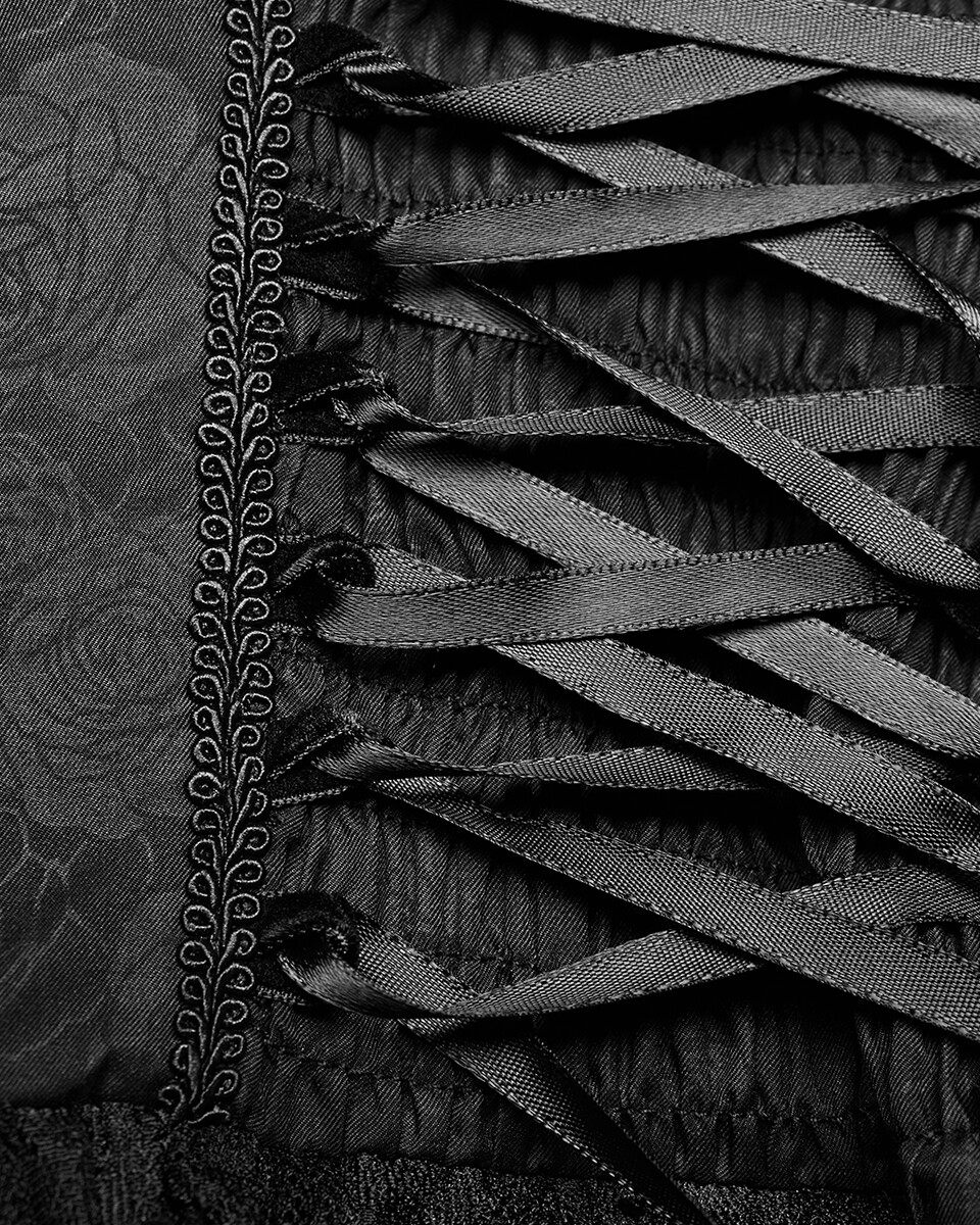 Punk Rave Gothic Wedding Dress Long Black Lace Witch Steampunk