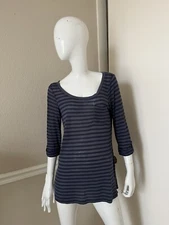 SPLENDID NEW! Dark Blue/Gray Striped OVERSIZED Slouchy Supima Cotton Tunic Sz S